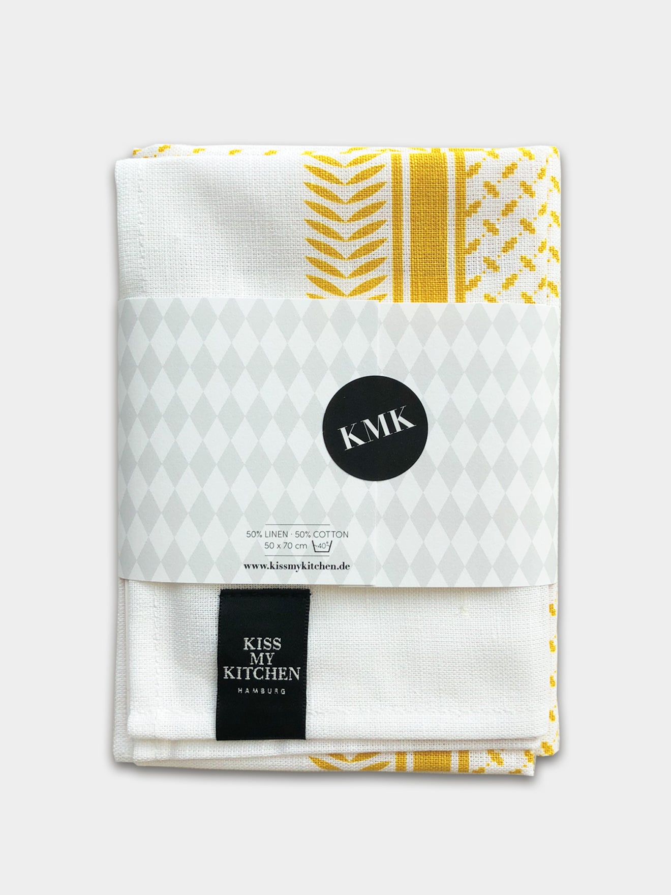 Geschirrtuch Pali Pur white yellow mit Rand
